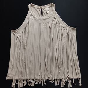 Chico's Boho Fringe Festival Sleeveless Ultra Soft Halter Top Size 3